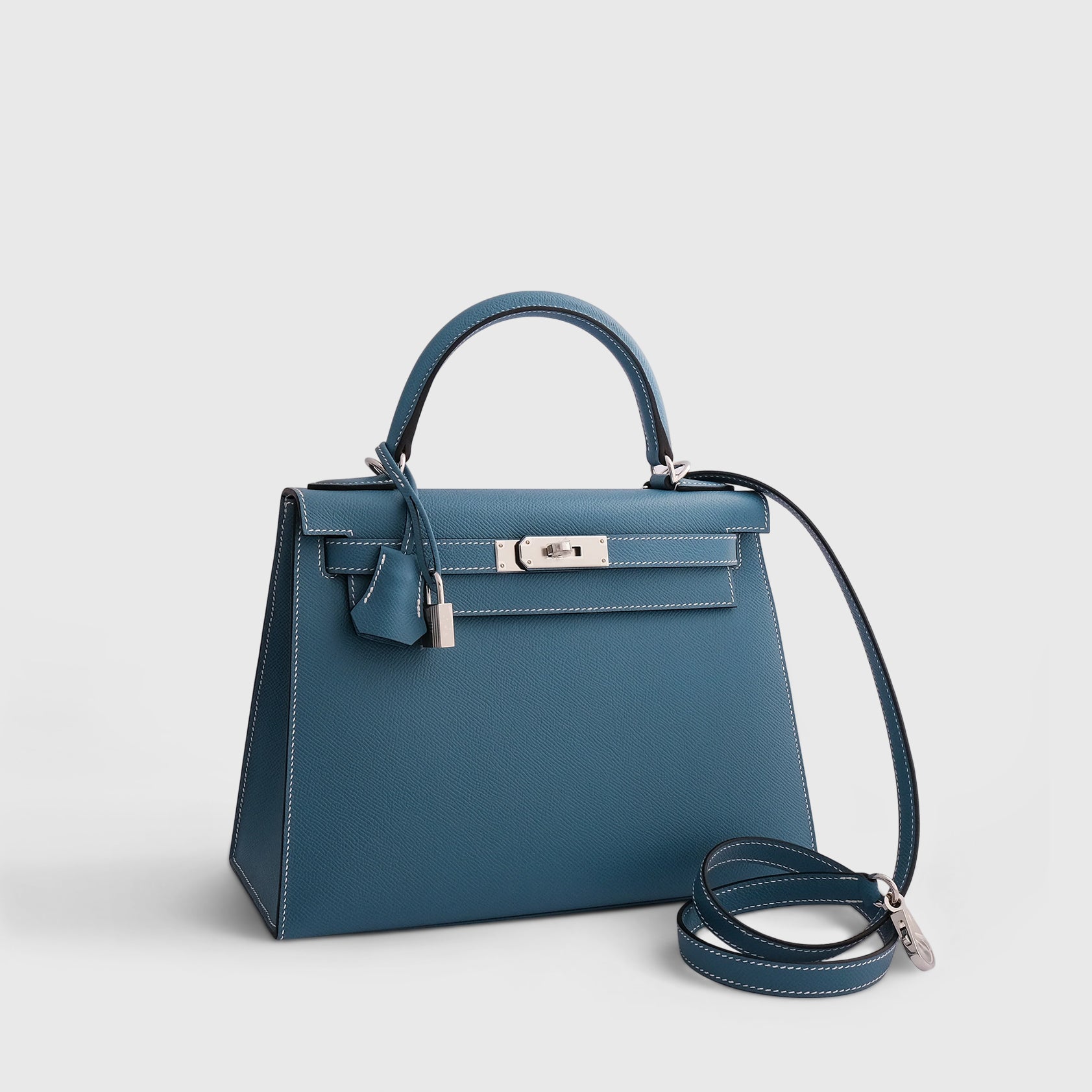 Hermès Kelly 28 Epsom New Blue Jean Sellier Palladium Hardware