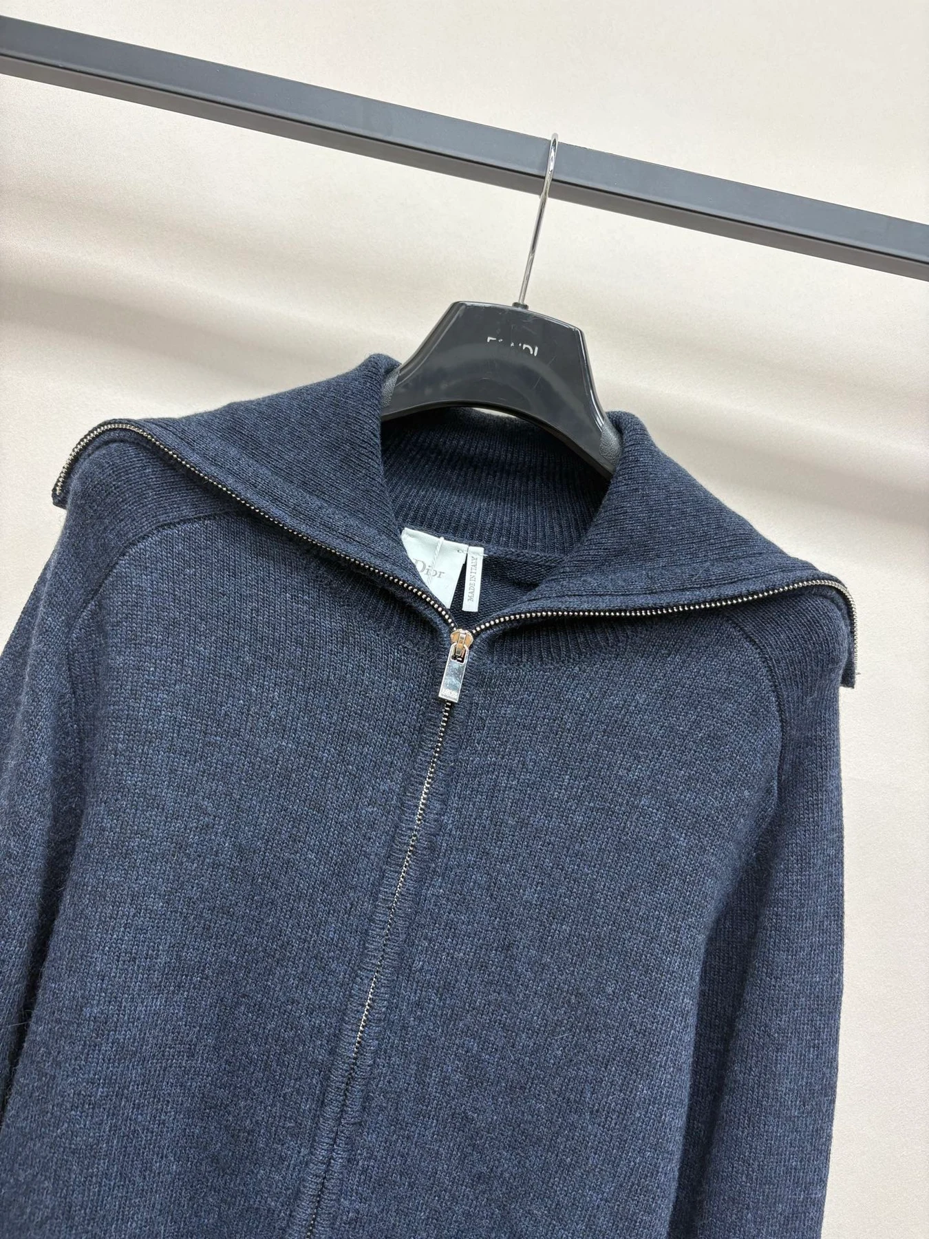 Dior 26New Strickjacke Reverskragen Blau Jacken EF587809
