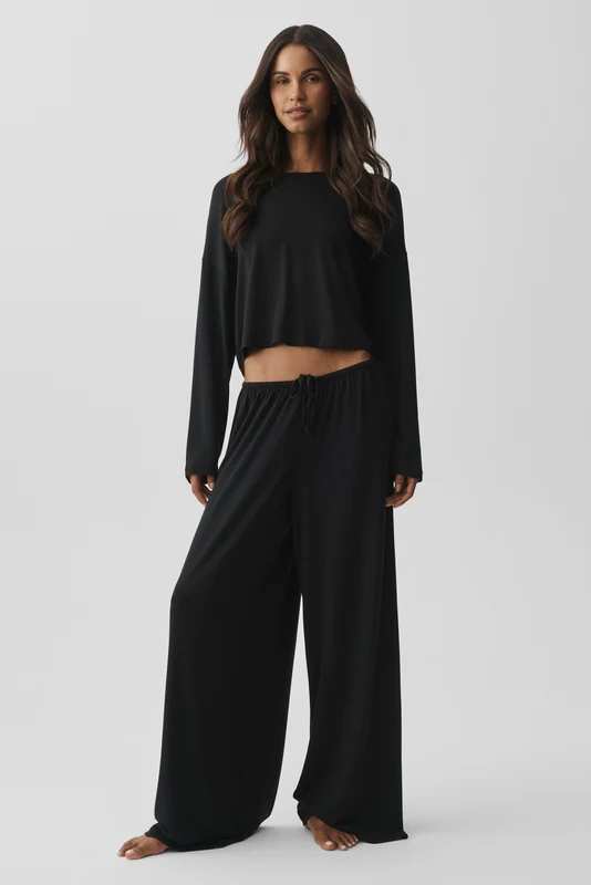 Semi Sheer High-Waist Oasis Wide Leg Pant (Regular)