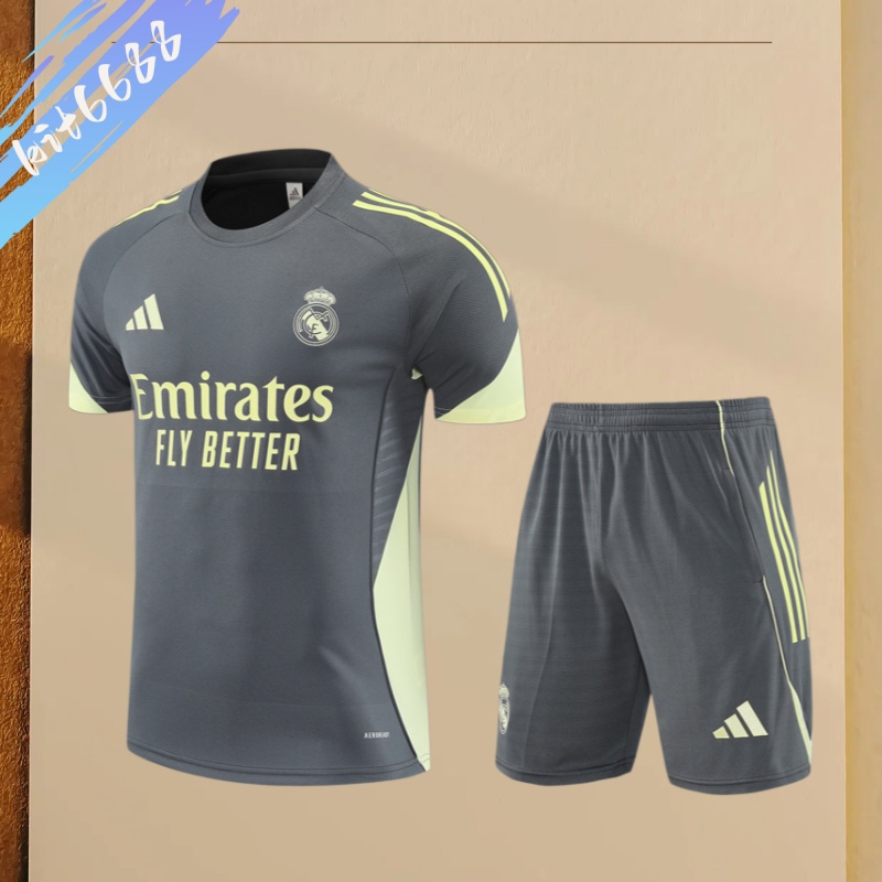 25/26 Real Madrid dark gray Short Sleeve Training Wear ( Adult kit Kids )