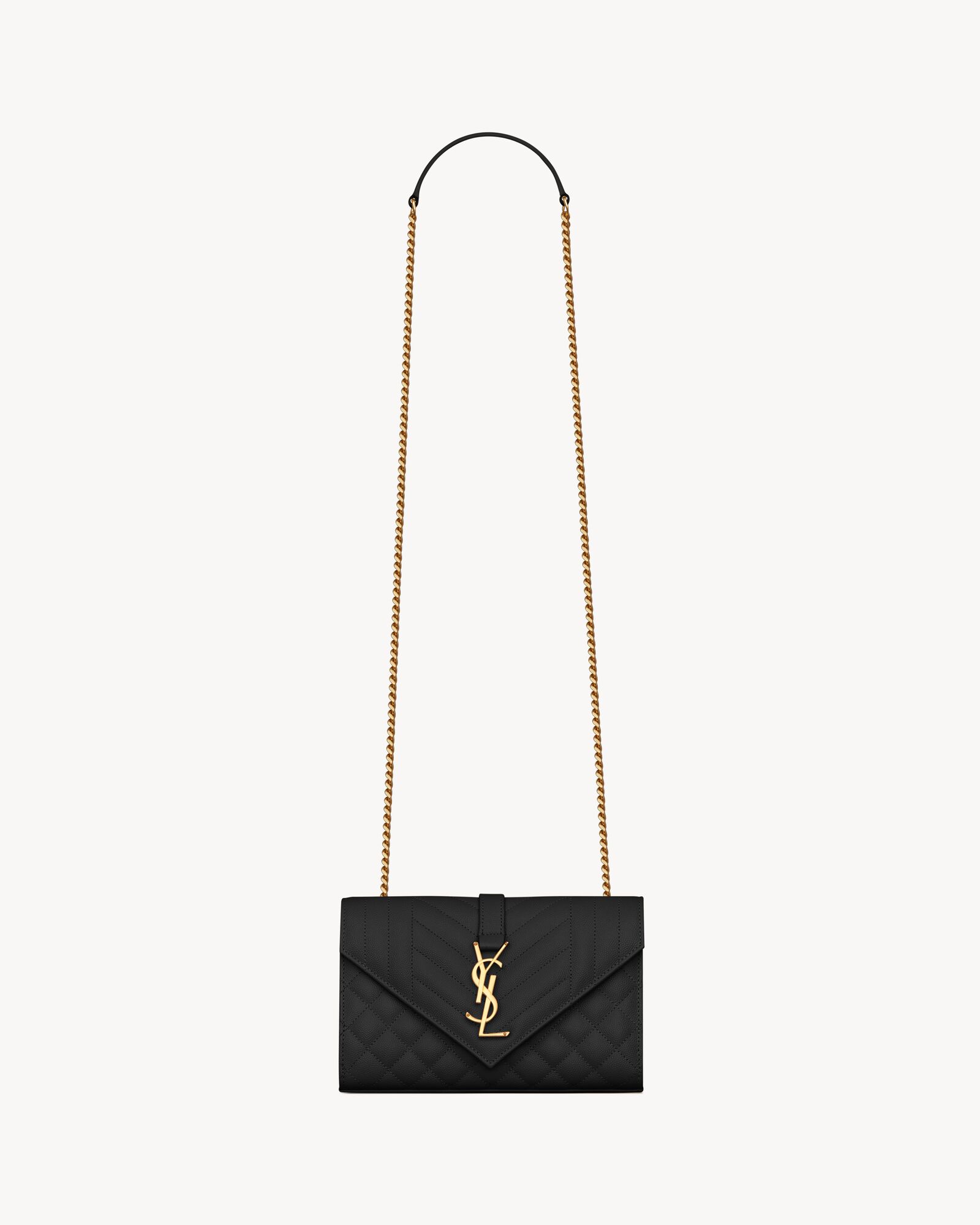 envelope small in quilted grain de poudre embossed leather NOIR