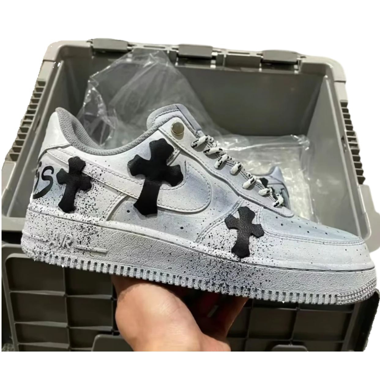 Custom Nike Air Force 1 The Cross Blue Tie dye (Special shoe box)