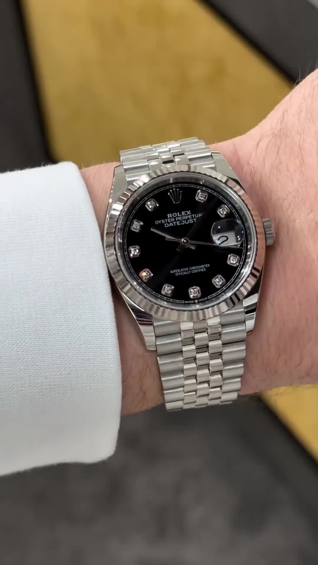 Rolex Datejust 36 Steel & White Gold Black Diamond Dial Women's Watch M126234-0027