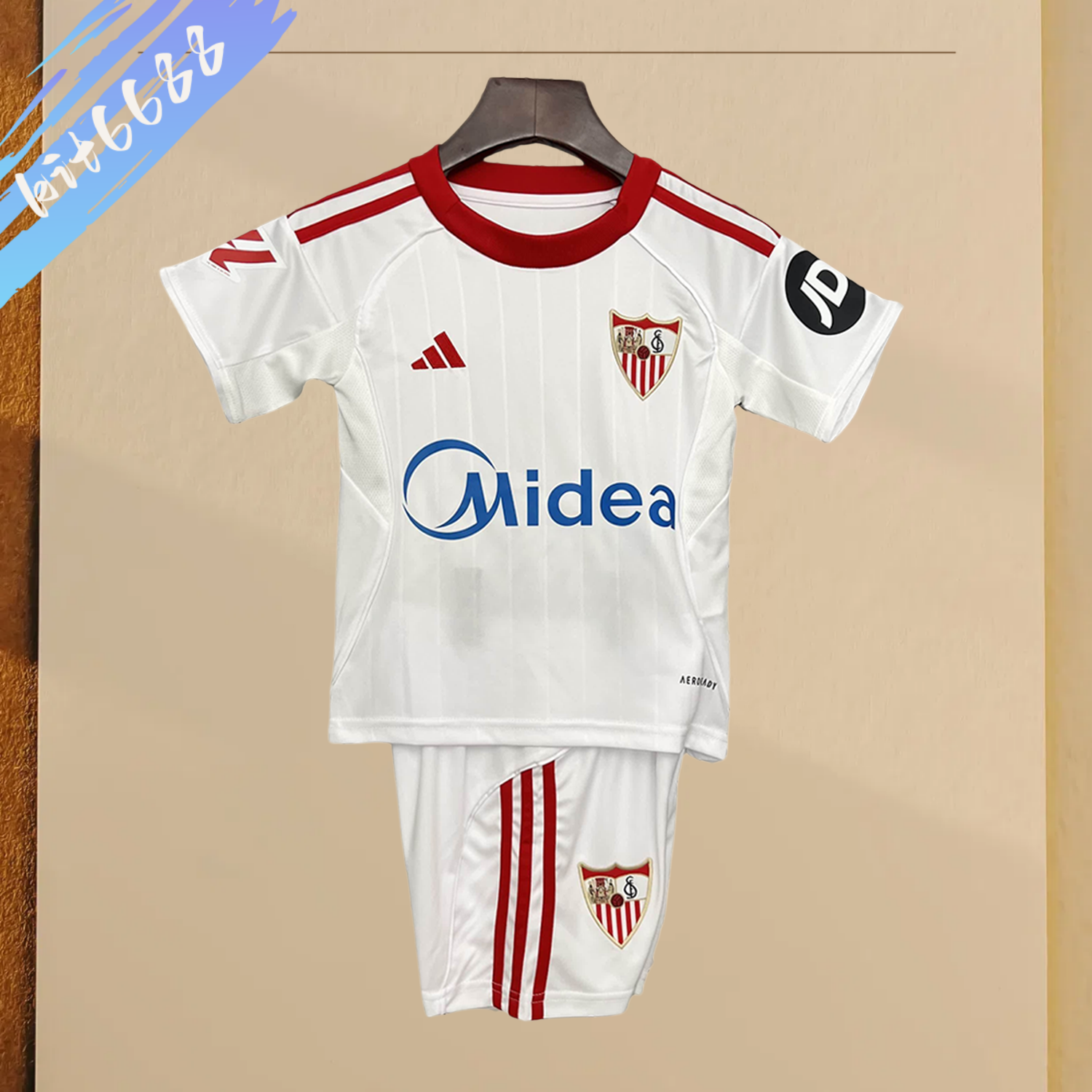 2025/2026 Sevilla Home Football Jersey (Kids Kit socks）