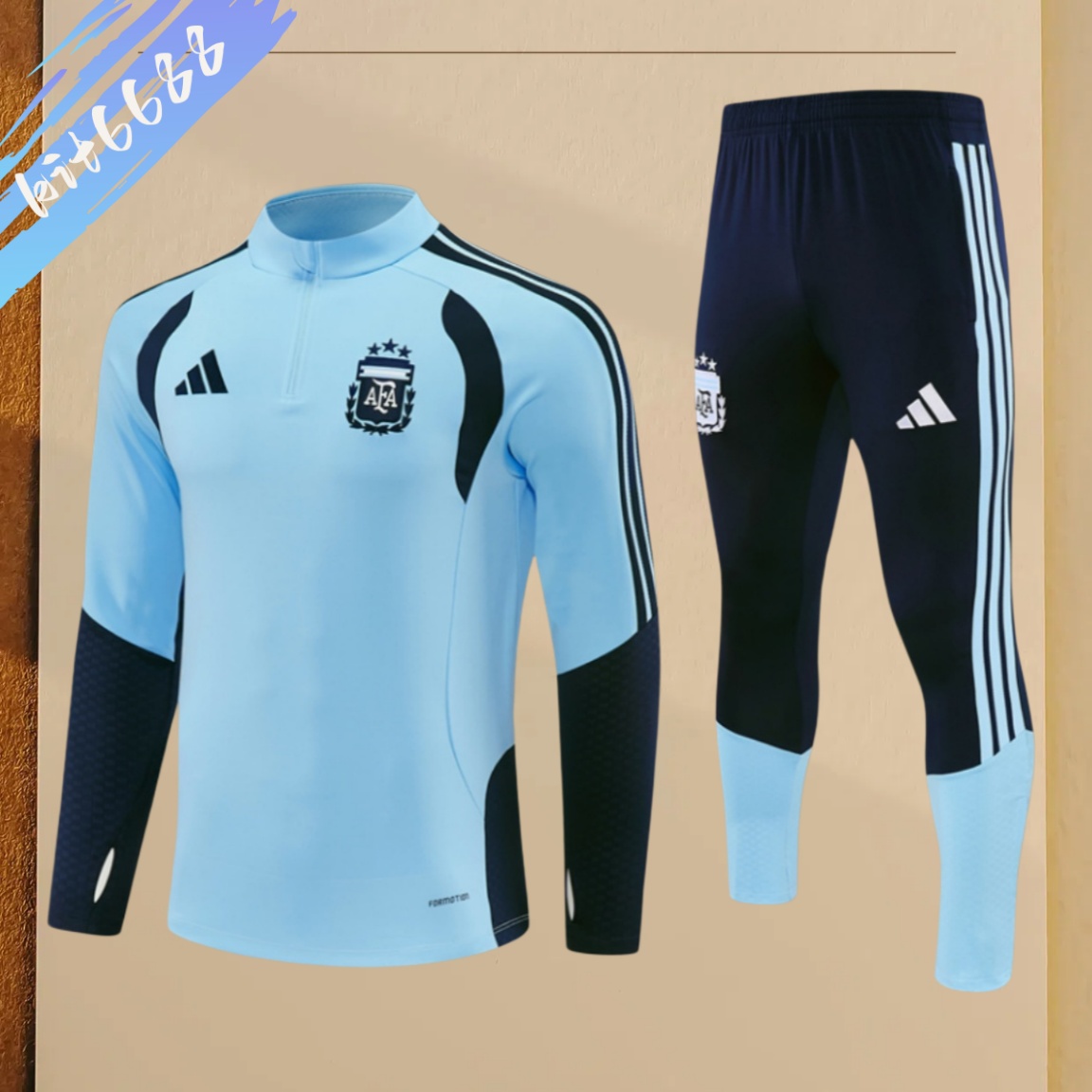 2026/2027 Argentina  Half Zip Training Clothes (Adult Kids Kit)