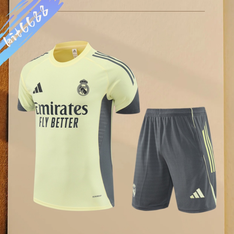 25/26 Real Madrid yellow Short Sleeve Training Wear ( Adult kit Kids )