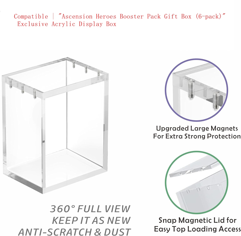 5mm Thick Acrylic Card Display Box with Magnetic Closure, Clear Dustproof Storage Case for Standard TCG Cards & Sleeved Cards, High Transparency Protective Holder for Collection (Internal: 3.1x2.2x4.9 inch)