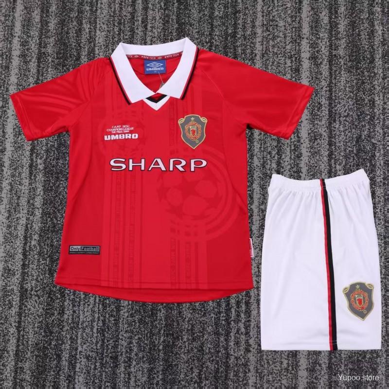 99/00 Manchester United home  Retro Football Shirt ( Kids Kit )