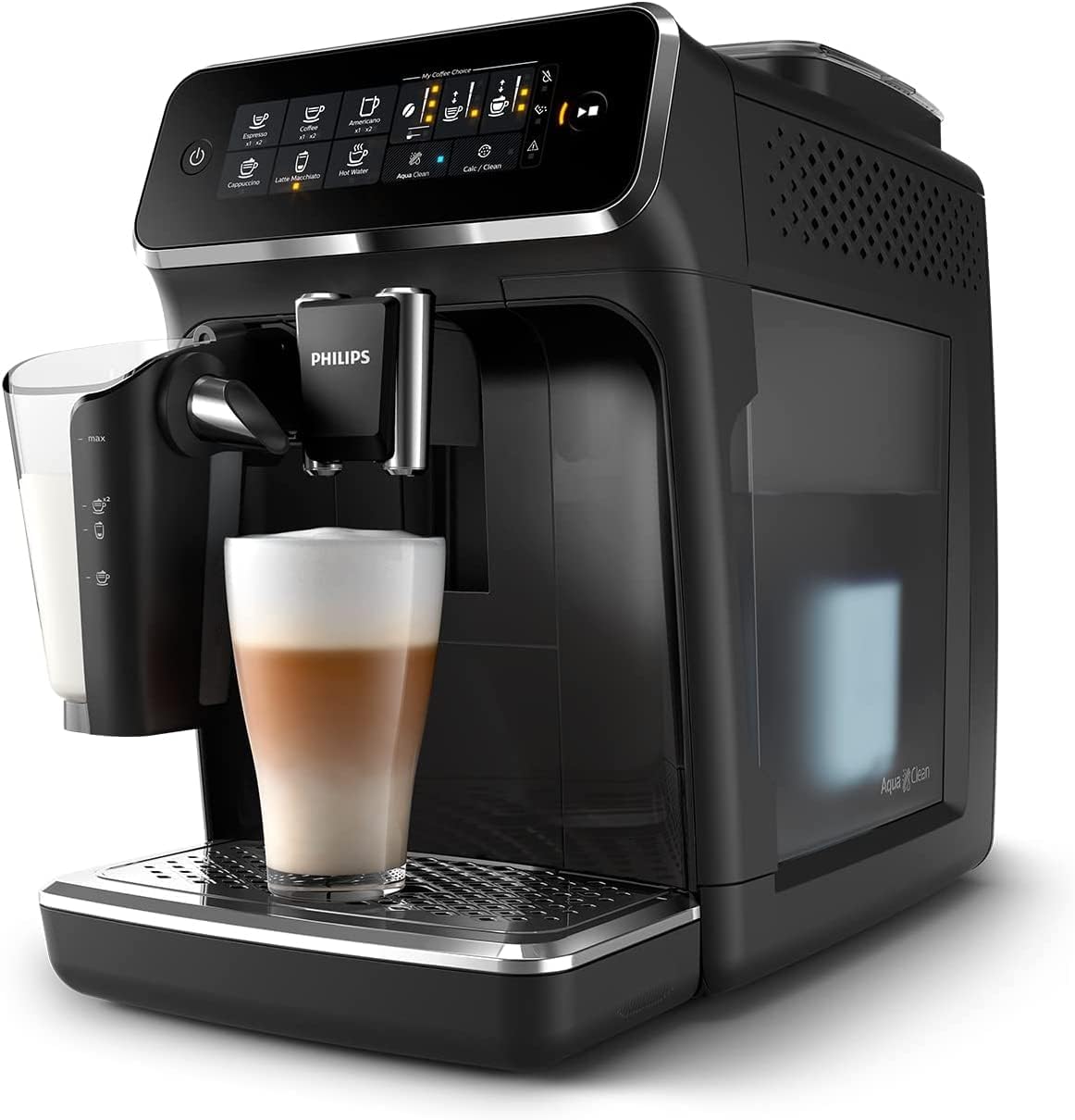 PHILIPS 3200 Series Fully Automatic Espresso Machine - LatteGo Milk Frother. 5 Coffee Varieties. Intuitive Touch Display. Black. (EP3241/54)