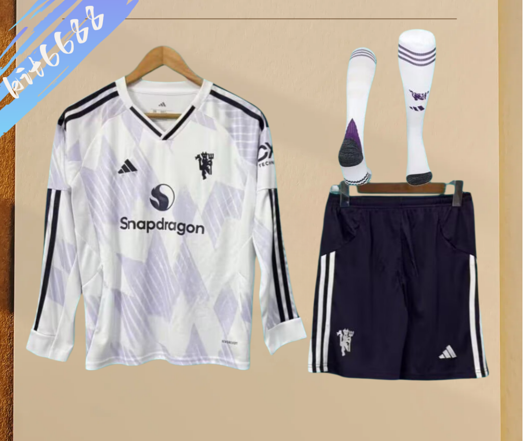 2526 Manchester United Away long sleeves Football Shirt ( Kids Kit )socks