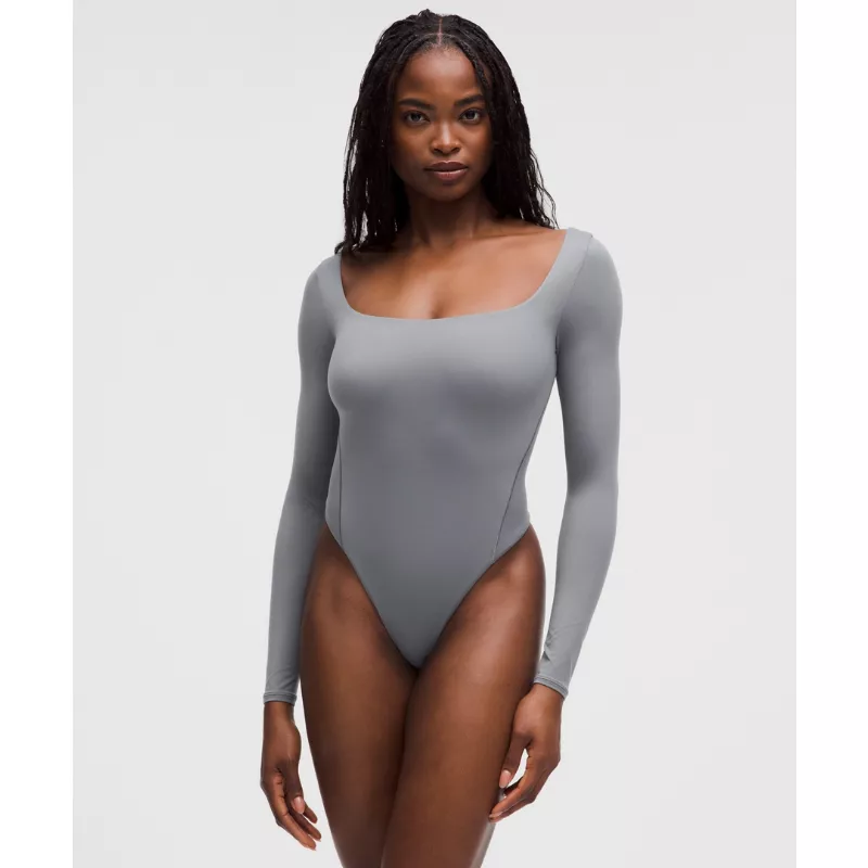 Wundermost Ultra-Soft Nulu Square-Neck Long-Sleeve Bodysuit