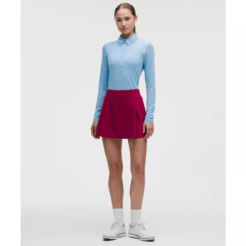 Quick-Dry Long-Sleeve Polo Shirt Straight Hem