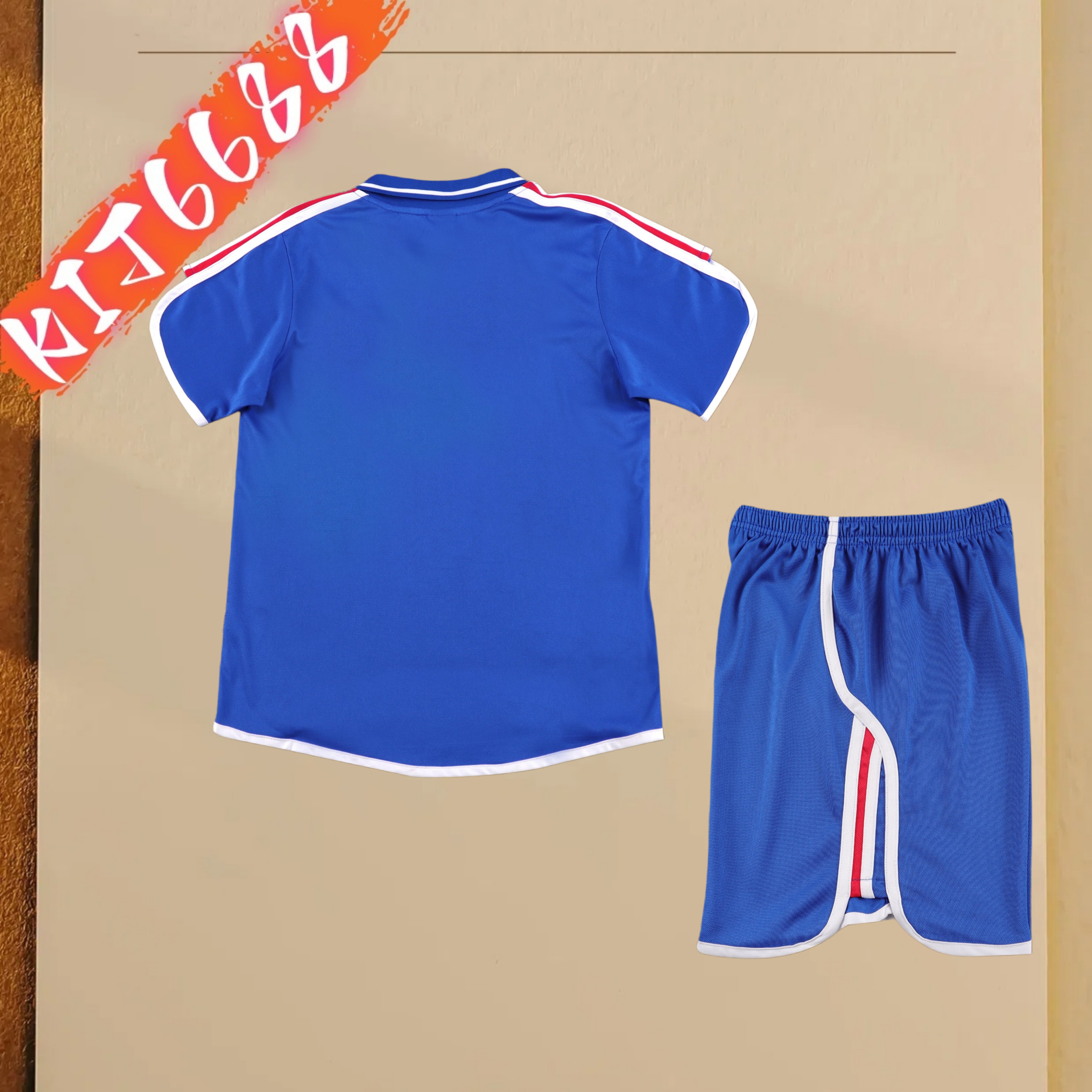 2004 France home Retro Football Shirt  Kids Kit