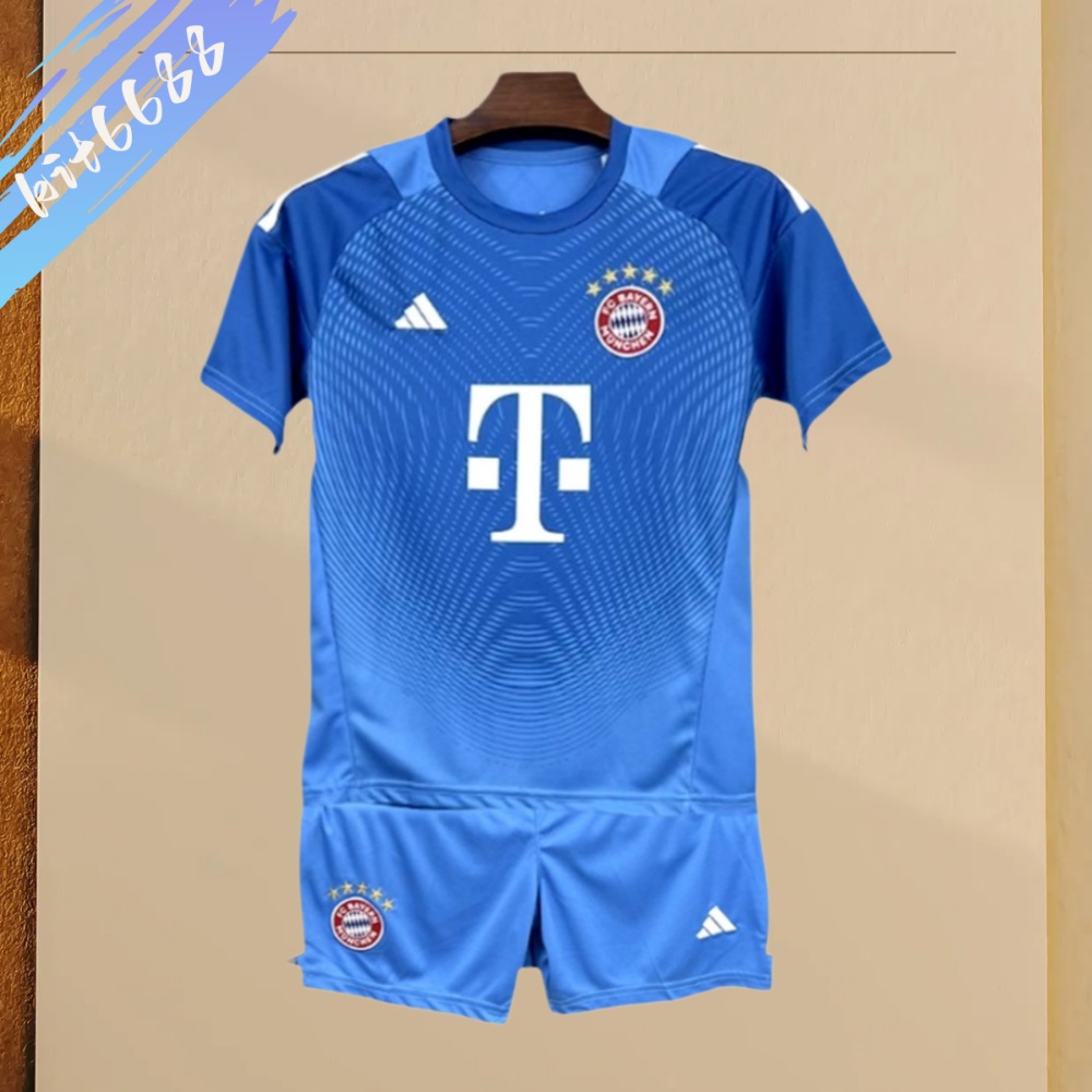 2025/2026 Bayern Munich Goalkeeper Blue Kit for Kids (Kids Kit socks)
