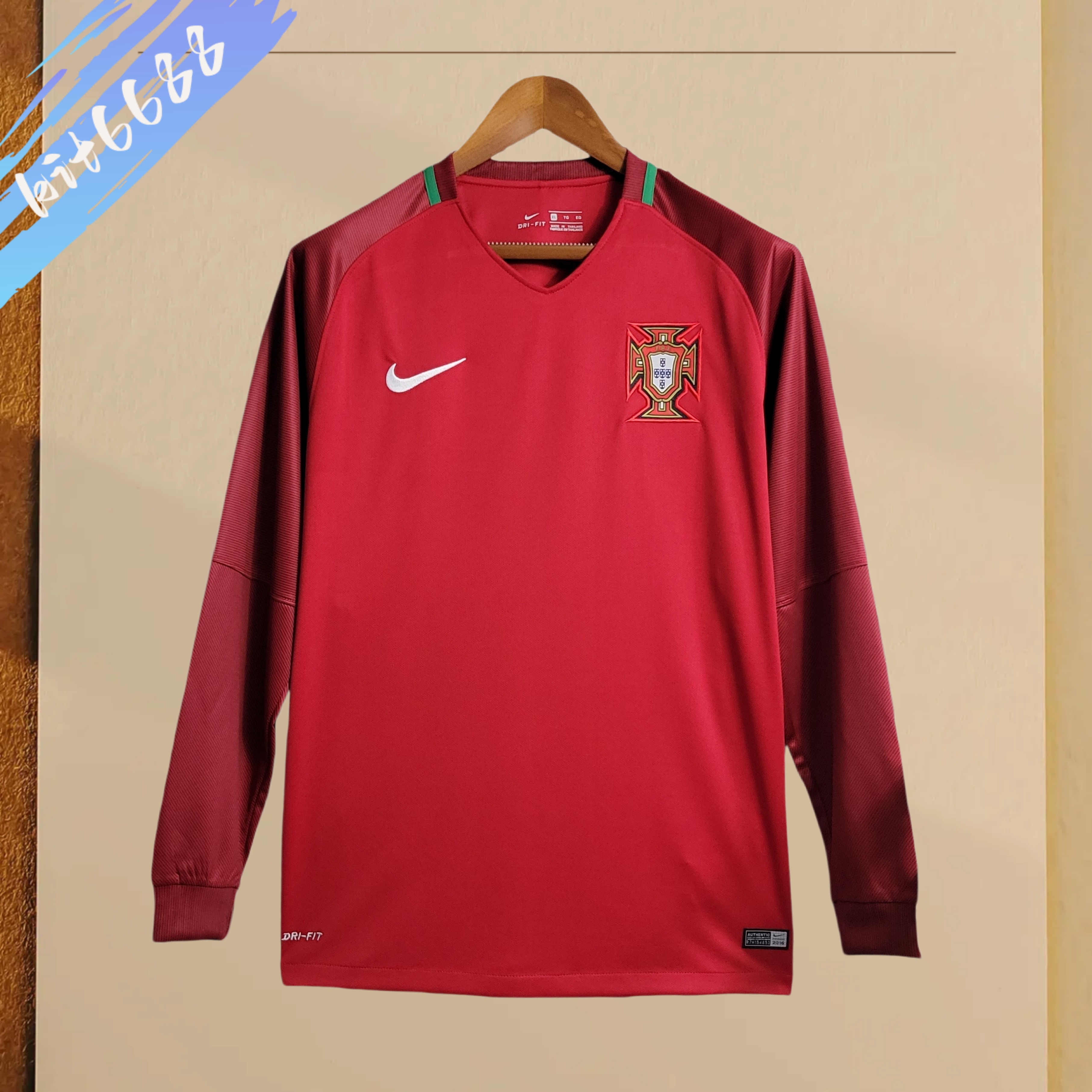 2016 Portugal Portugal Home Retro Long Sleeve Football Shirt