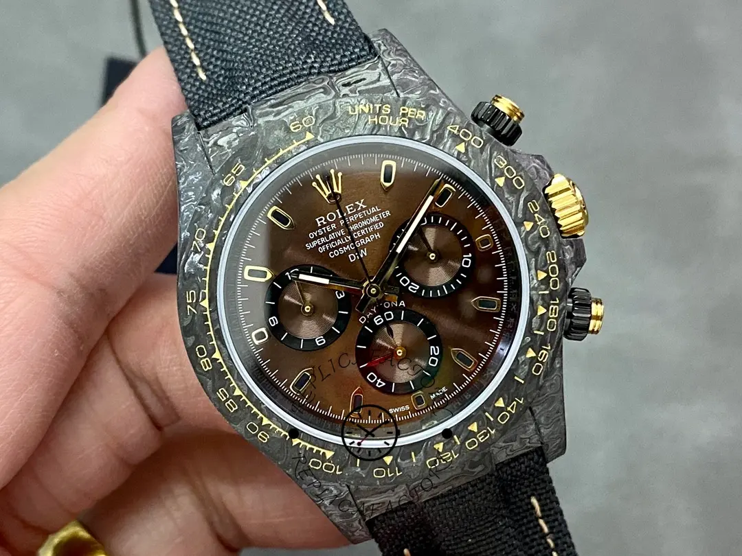 Rolex Daytona 40mm DIW Carbon Case Chocolate Dial Nylon Strap Mens Watch