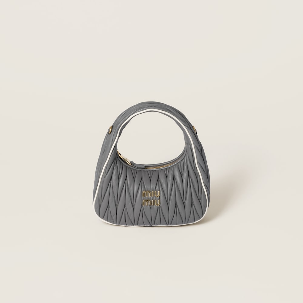 Wander matelassé nappa leather bag Marble Gray / White