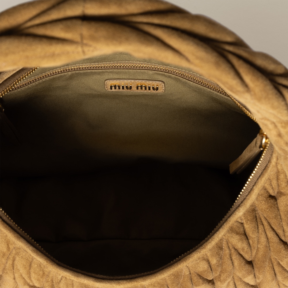 Wander matelassé suede bag Olive Green
