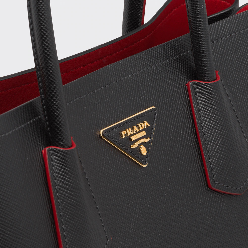 Small Saffiano Leather Double Bag