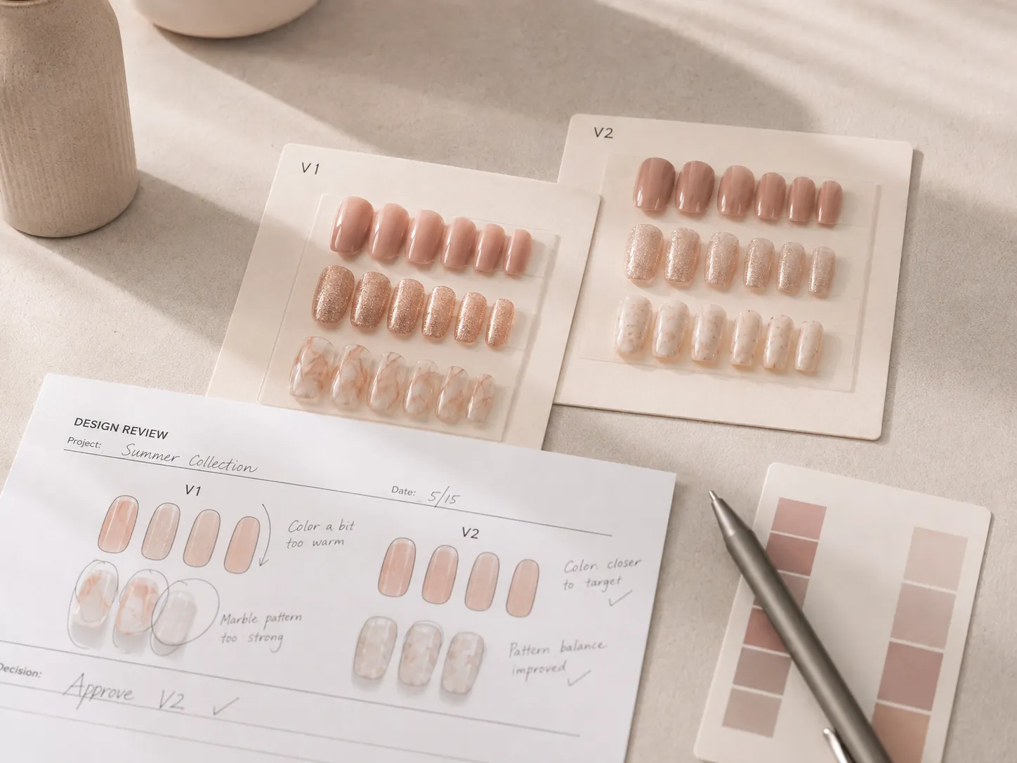 Press on nail sample revision review V1 and V2