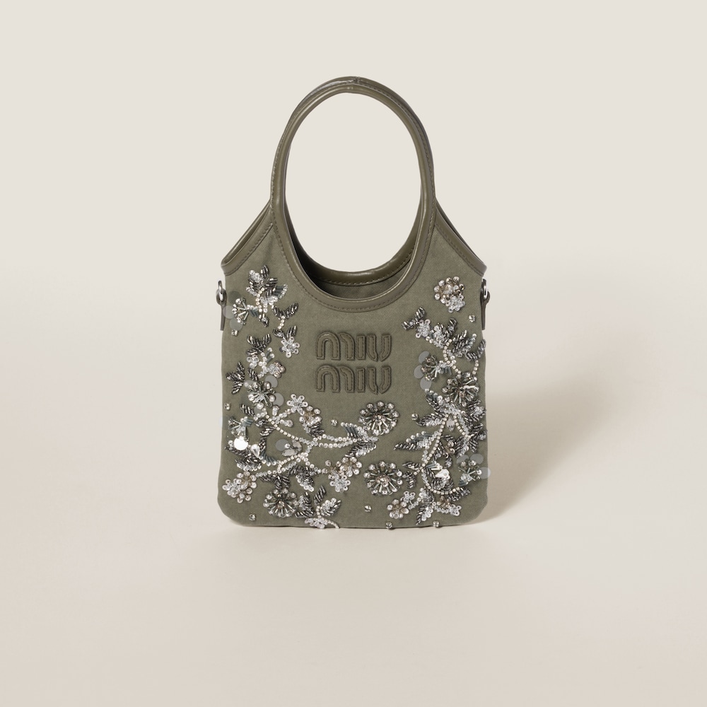 IVY embroidered gabardine bag Olive Green