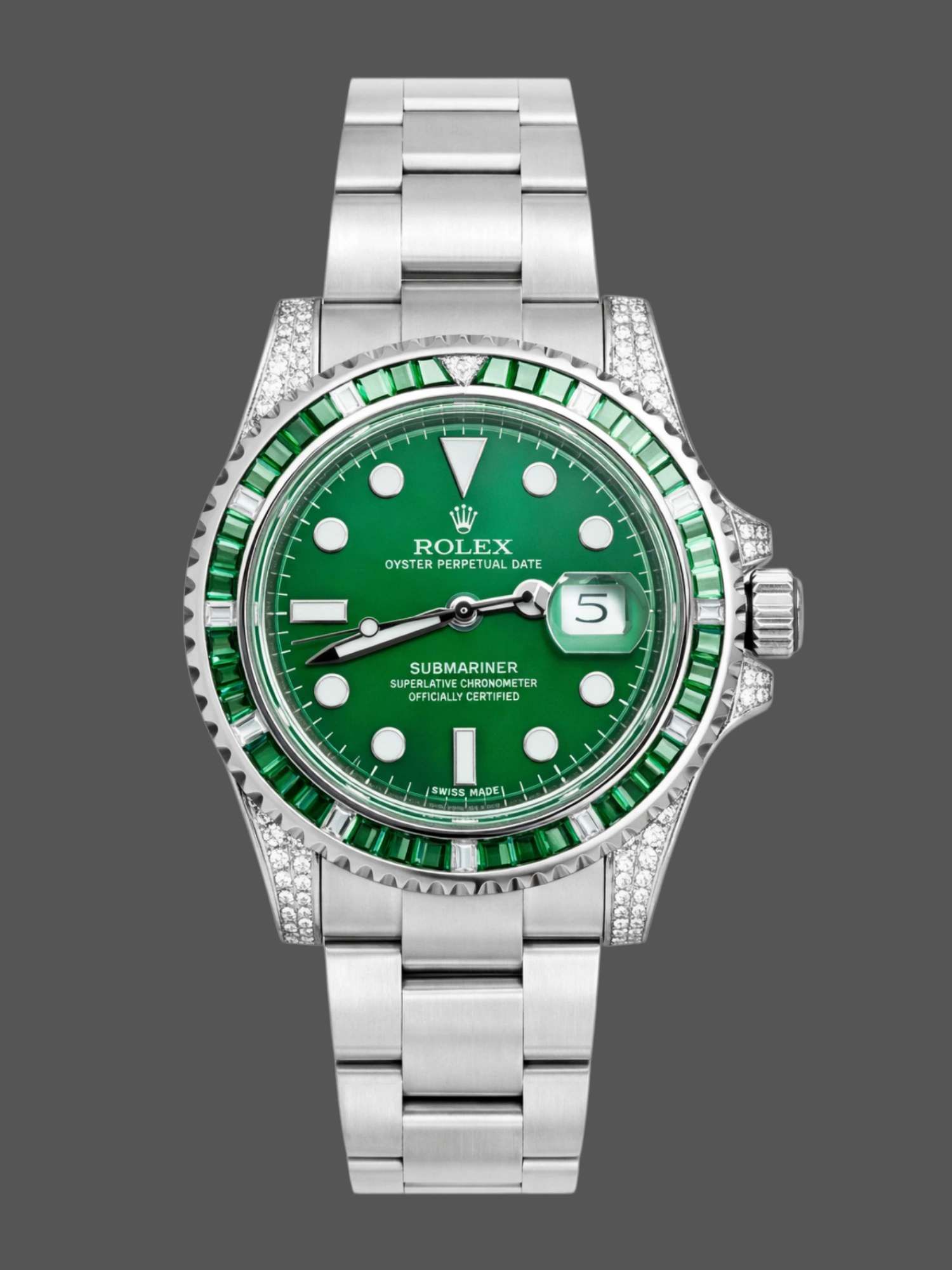 Rolex Submariner Date 116610LN Custom Diamond Stainless Steel Green Dial 40MM Mens Replica Watch