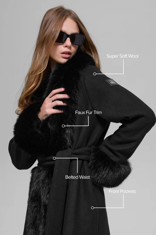Faux Fur Trimmed Longline Coat