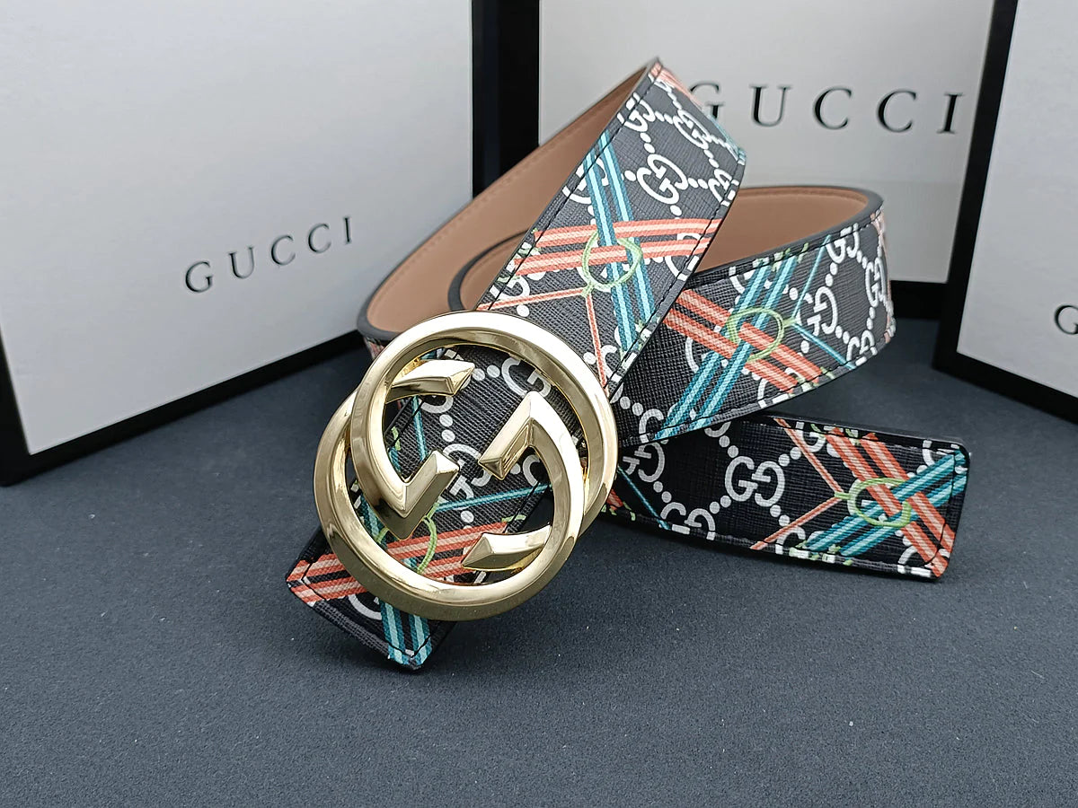 3 Colors double G stripe calico belt