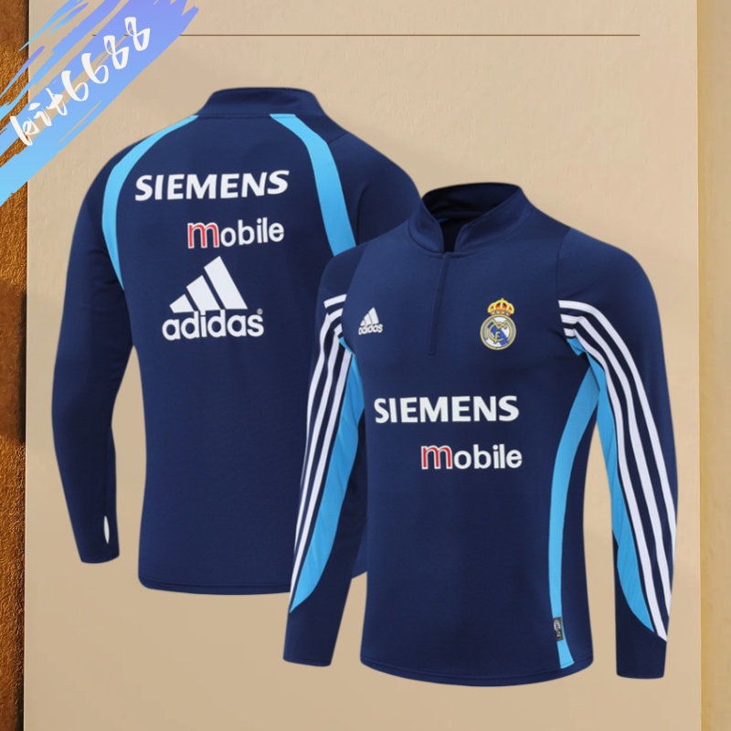 03/04 Real Madrid Retro Training Uniform Long- Sleeve Football Shirt