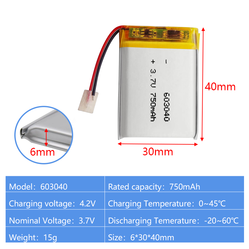 Pouch Lithium Ion Batteries 602540 603030 3.7v 600mAh 520mAh