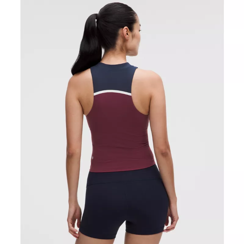 Mockneck Shelf Tank Top Light Support, B/C Cup Stripe