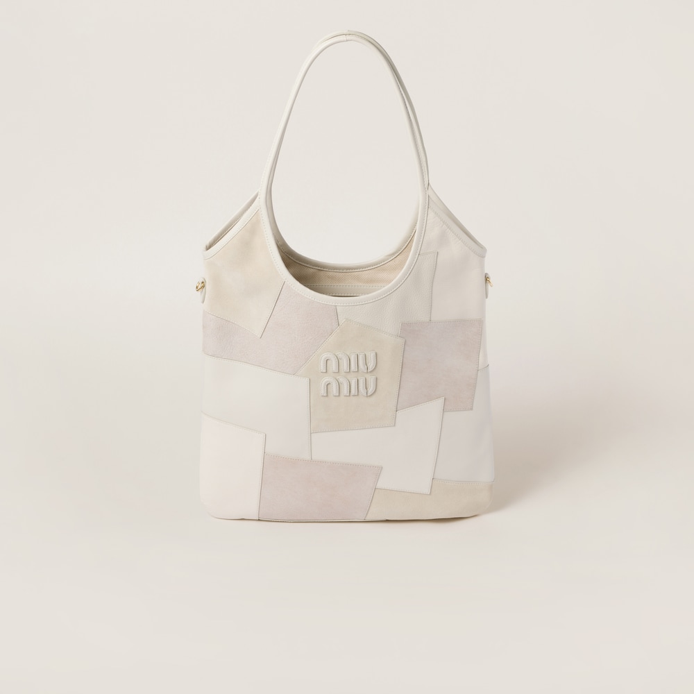 IVY leather patchwork bag Chalk White