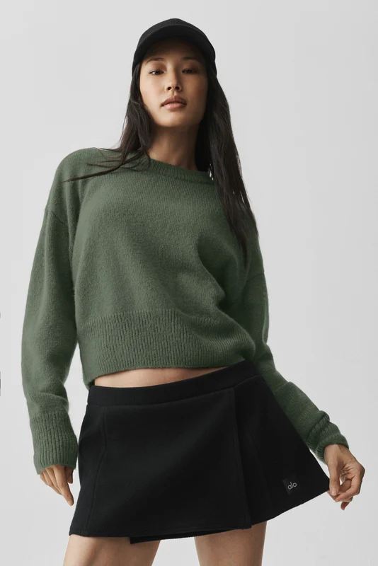 Wool Cashmere Cropped New Class Crewneck Sweater