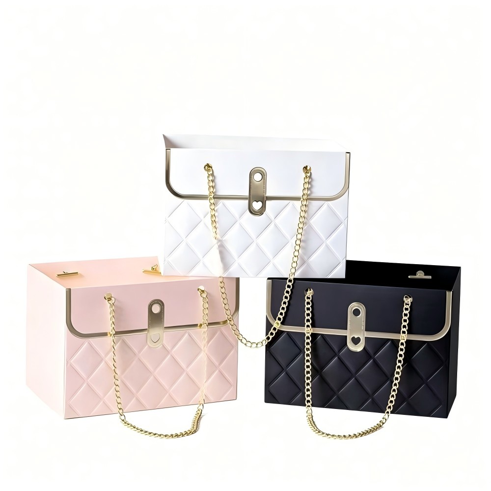 Cross-Border Fashion Tote Bag, Rectangle Creative Flower Bouquet Packaging Bag, Qixi Festival Luxury Fragrance Gift Box And Gift Packaging Bag For Wholesale