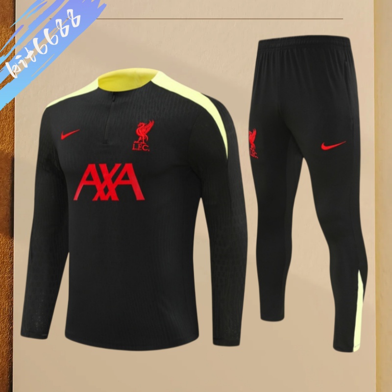 24/25 Liverpool Black paired with yellow Half Zip Training Kit (Adult Kids Kit)