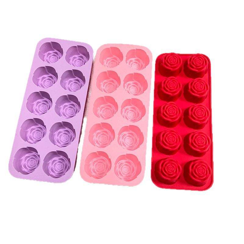 Rose Shaped Silicone Popsicle Mold, 10 Cavity