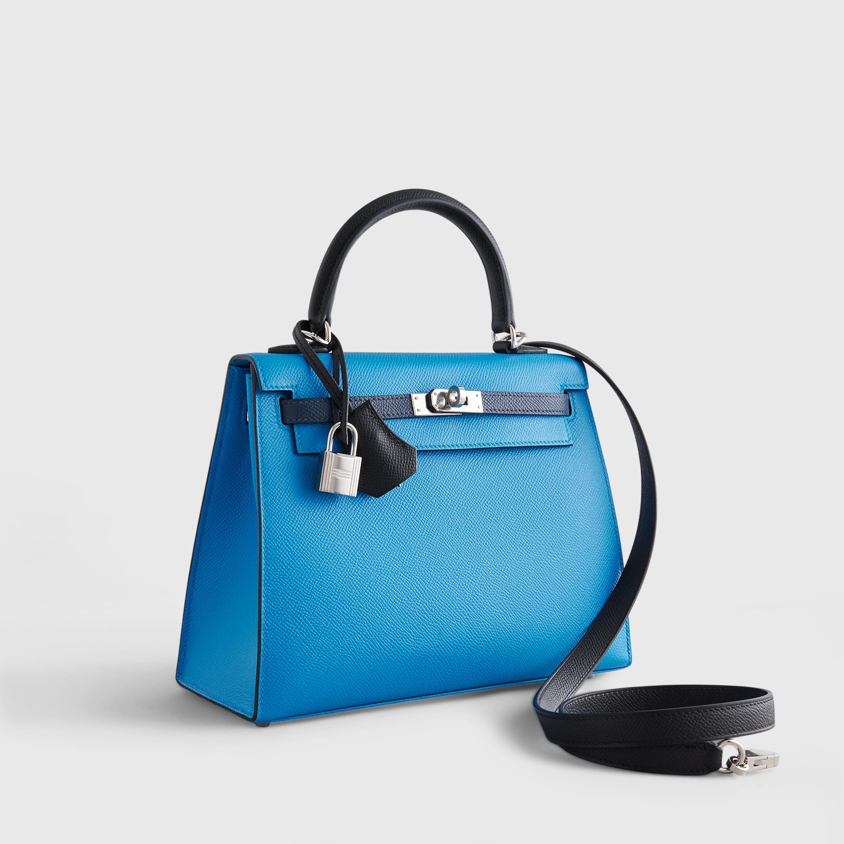Hermès Kelly 25 Epsom Blue Zanzibar/Blue de Prusse/Black Sellier Palladium Hardware