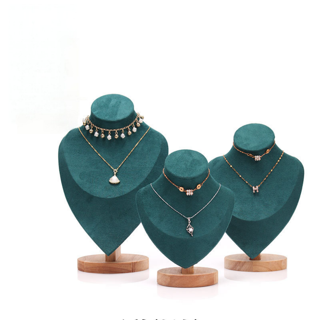 Solid Wood Necklace Display Stand Bracelet Pendant Jewelry Display Rack Mannequin Neck Counter Display Prop custom logo