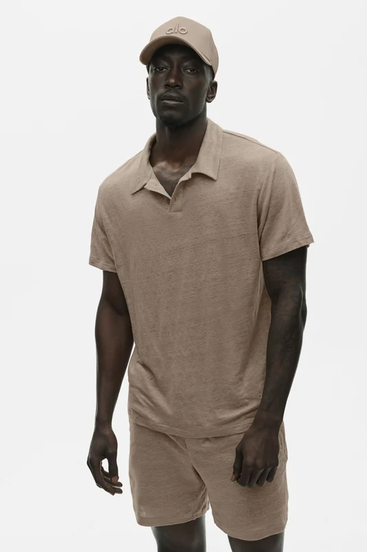 Linen Jersey Coastal Short Sleeve Polo