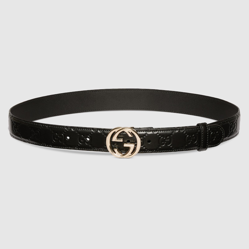 Belt with Interlocking G buckle Black GG leather