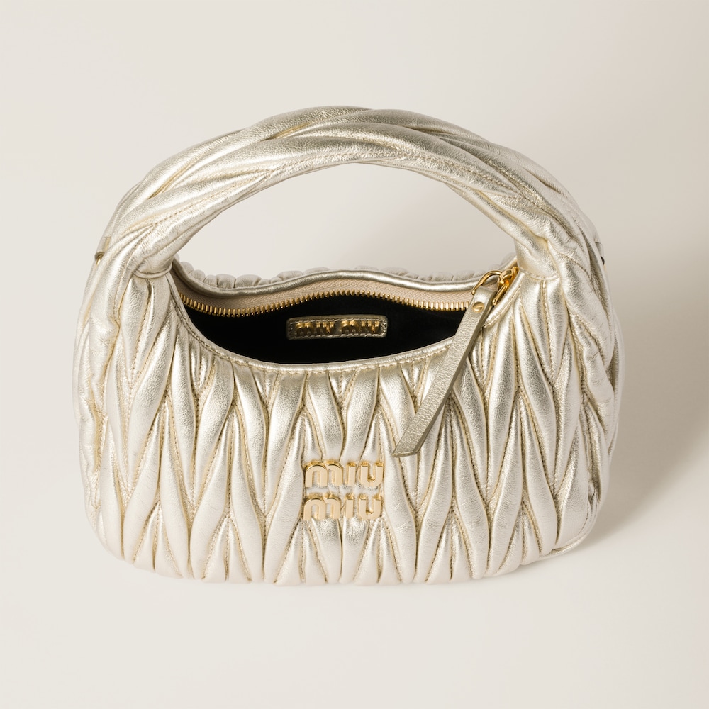 Wander matelassé nappa leather hobo bag Pyrite