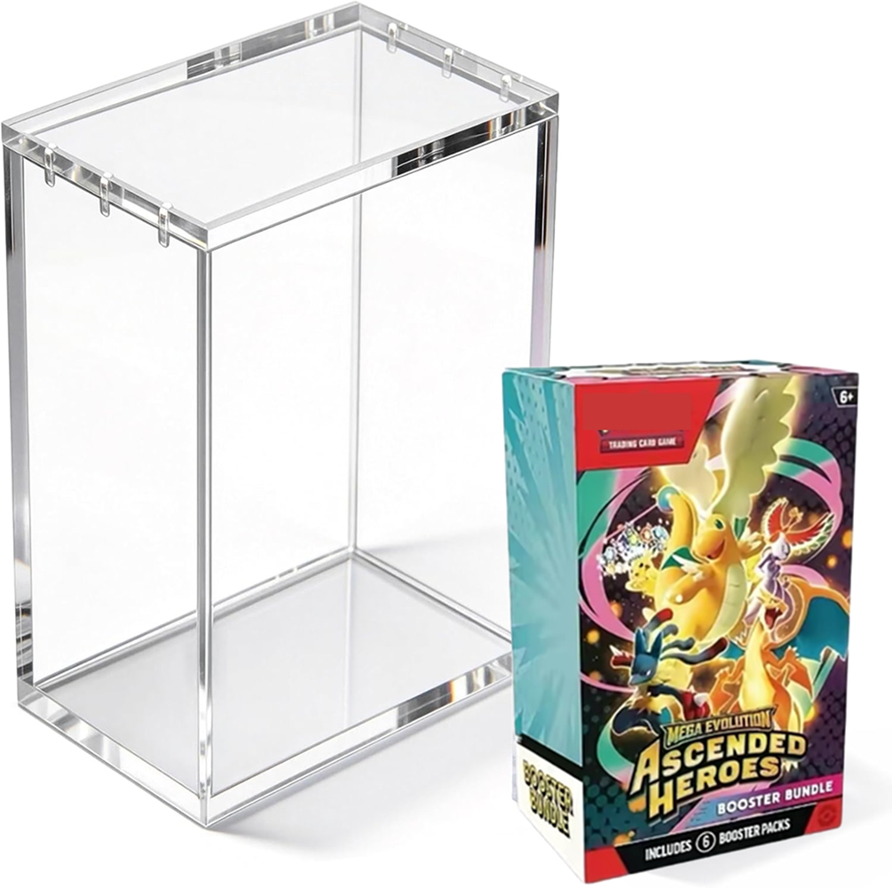5mm Thick Acrylic Card Display Box with Magnetic Closure, Clear Dustproof Storage Case for Standard TCG Cards & Sleeved Cards, High Transparency Protective Holder for Collection (Internal: 3.1x2.2x4.9 inch)