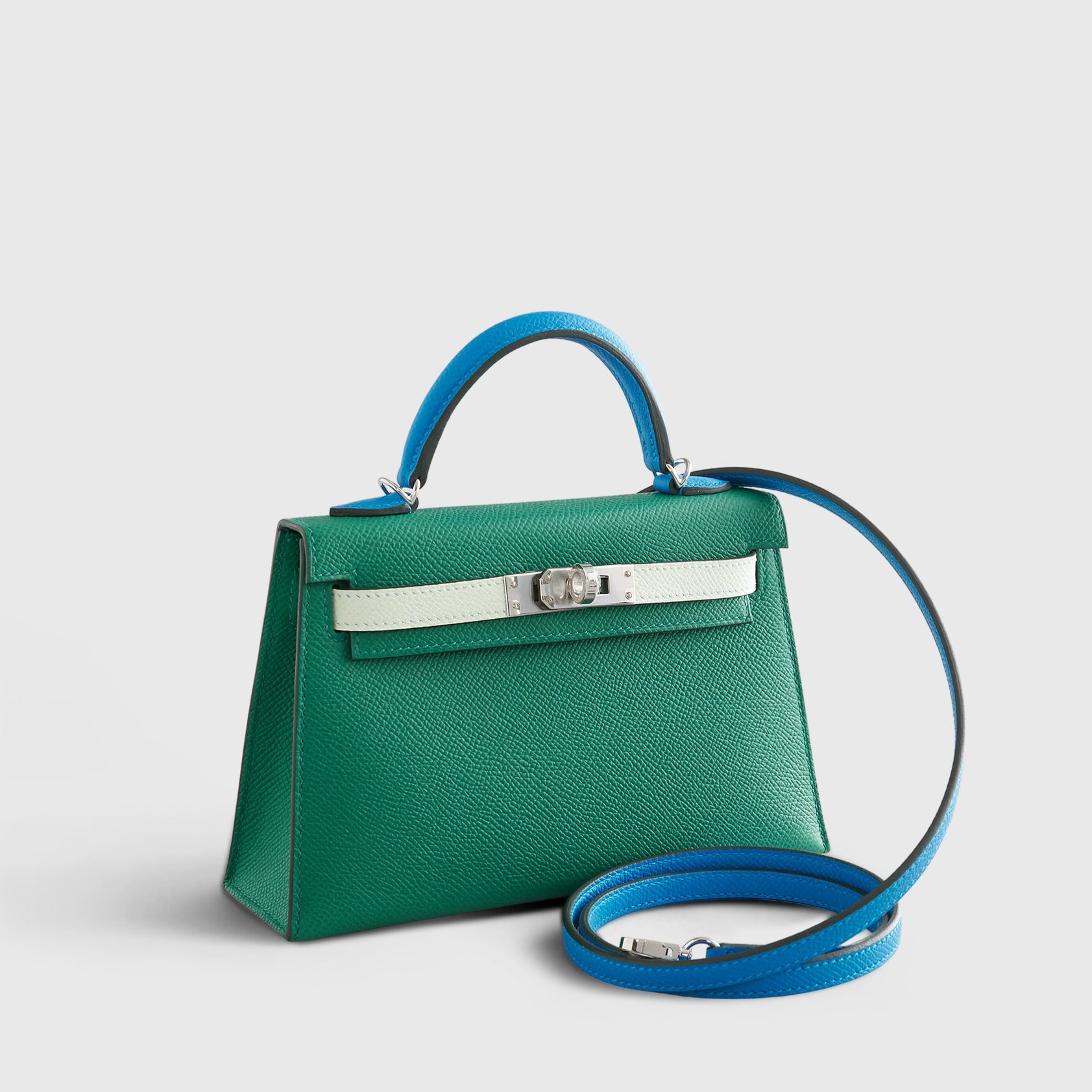 Hermès Kelly Mini Epsom Vert Vertigo/Vert Fizz/Blue Zanzibar Palladium Hardware