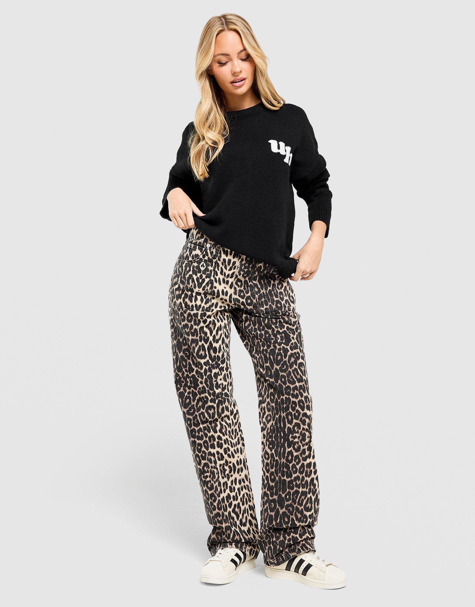 Unlike Humans Mid Rise Leopard Jeans