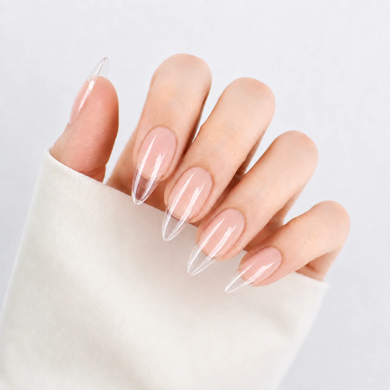 Clear Tip Nude Salon Style Press On Nails
