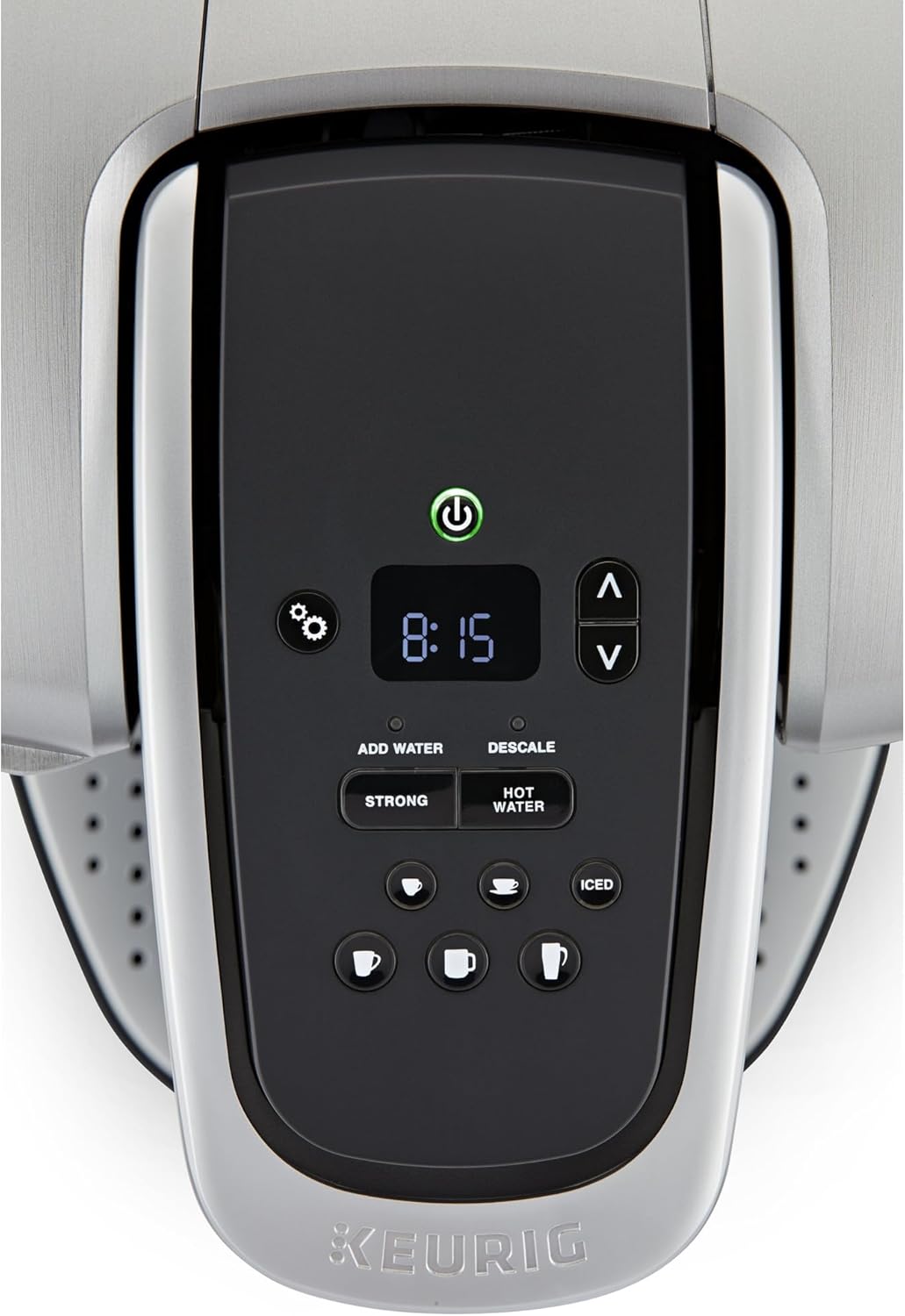 Single cup coffee maker with strength and temperature control, iced coffee capacity, 8 to 12 oz brew size, programmable coffee machine