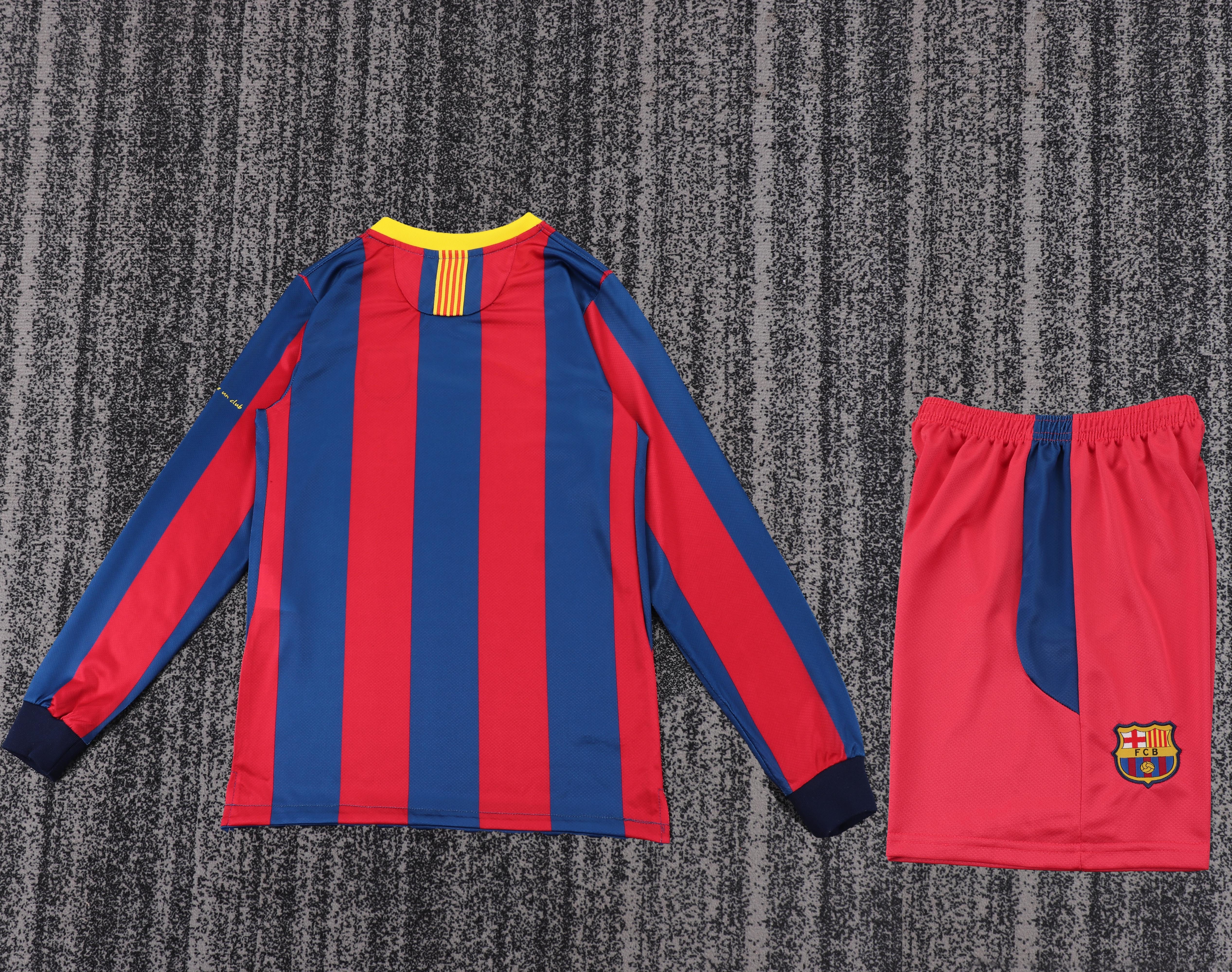 2010/2011 Barcelona home Retro long sleeves Kids Kit(Kids Kit)