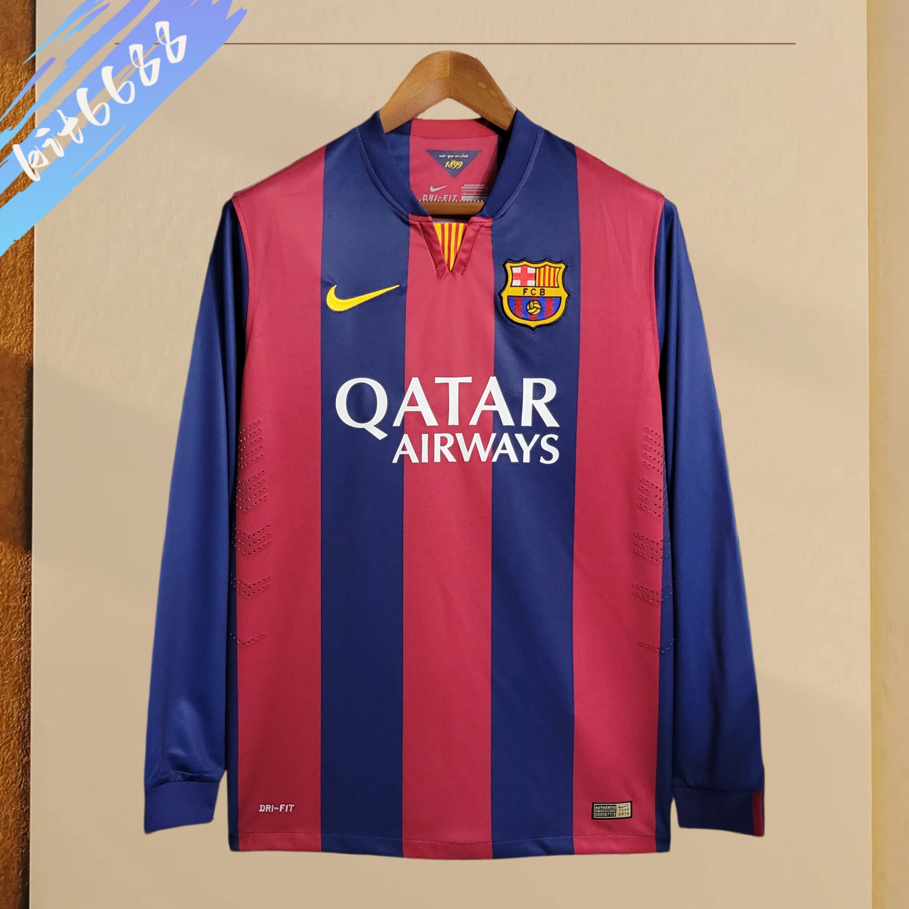 14/15 Barcelona  home long sleeves Retro Football Shirt