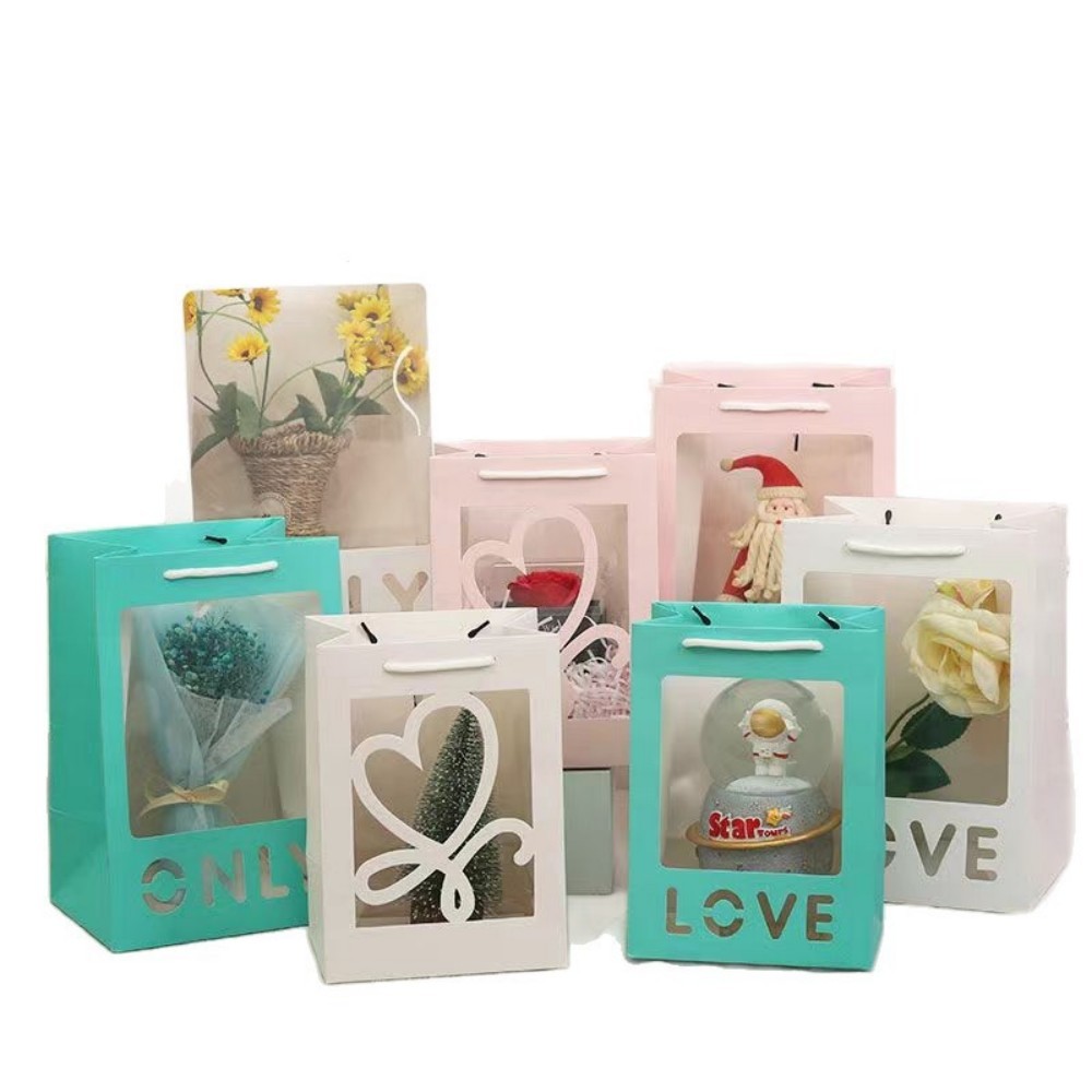 Macaron Color Transparent Handheld Gift Bag, Ins Style Doll Gift Tote Bag, Wedding Return Gift And Bridal Shower Favor Bag For Girlfriend Gift Wholesale