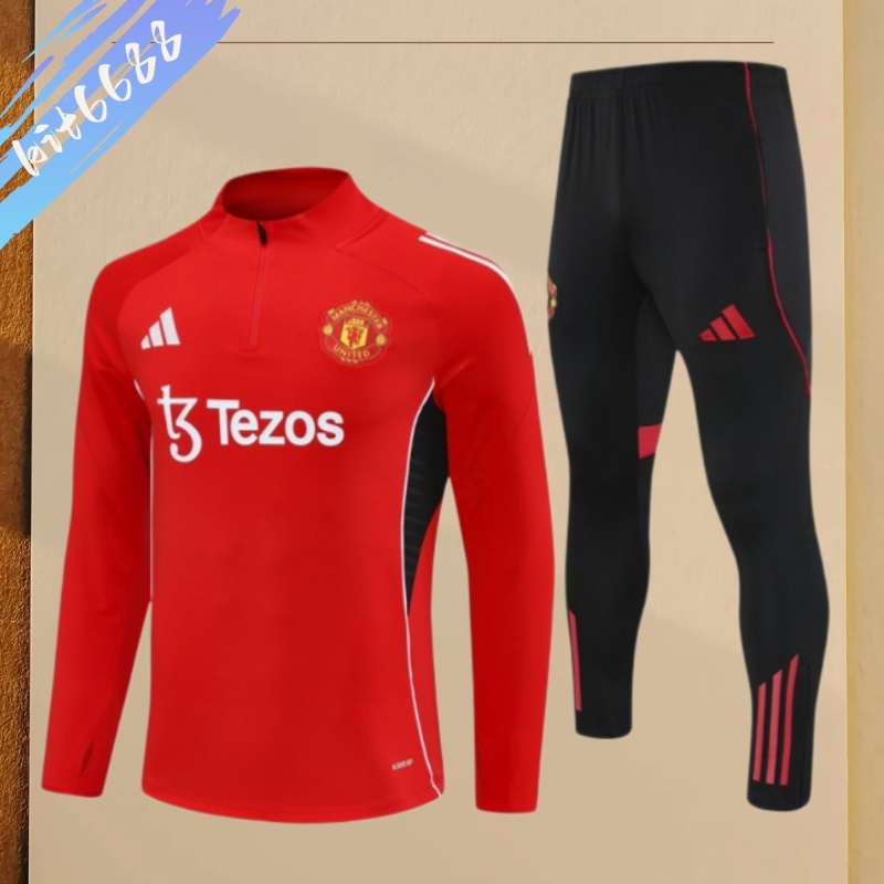 25/26 Manchester United red  Half Zip Training Kit (Adult Kids Kit)